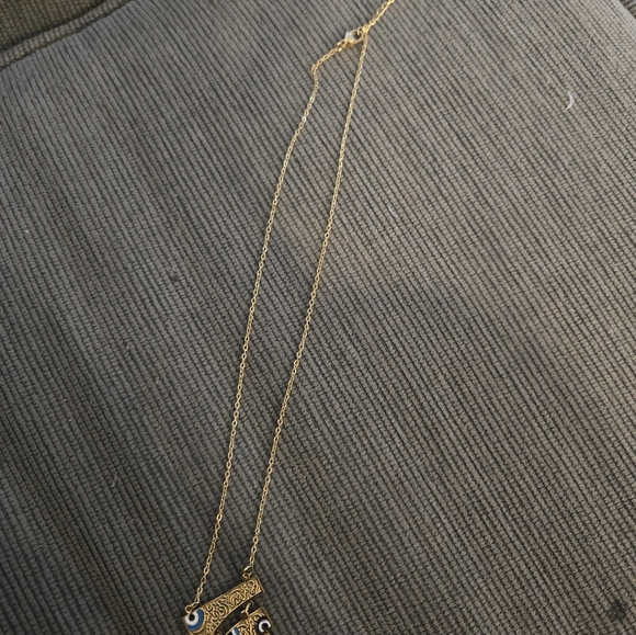 Stainless Steel Gold Evil Eye Pendant Necklace - Picture 4 of 9